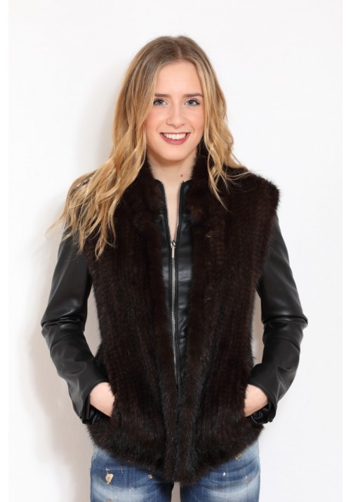 Fur vest of knitted mink Lola