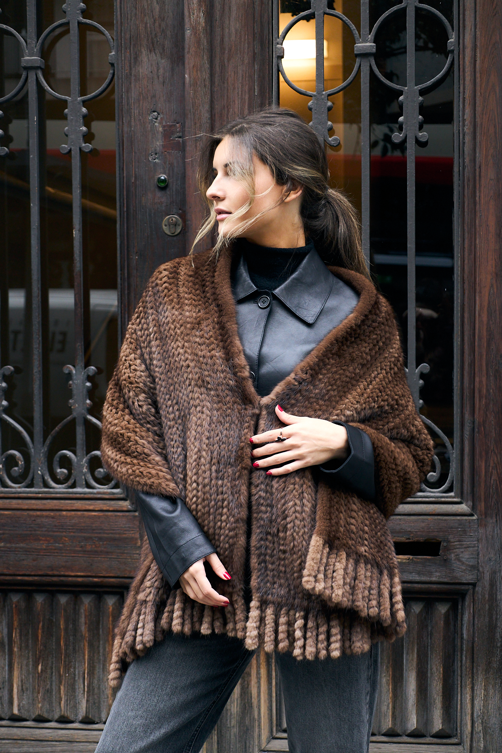 Étole  Oriana - Une taille, Brun moyen