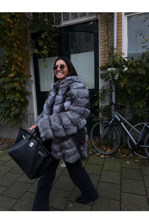 Chaqueta Chloé de piel de zorro argenté
