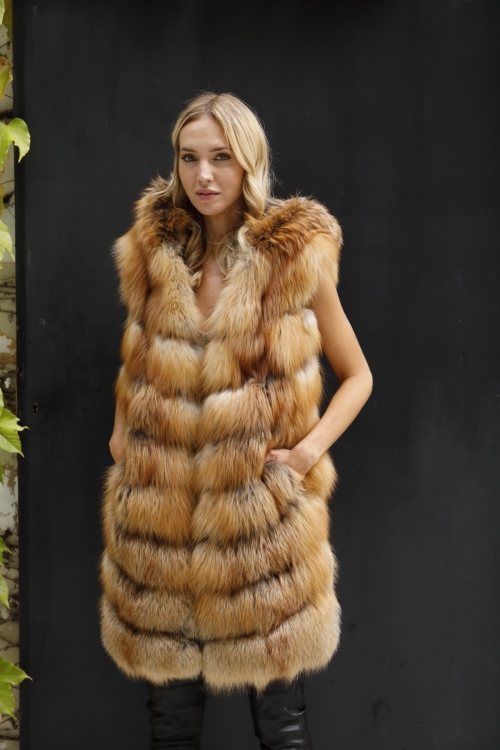 Chaleco de piel de zorro golden Mila