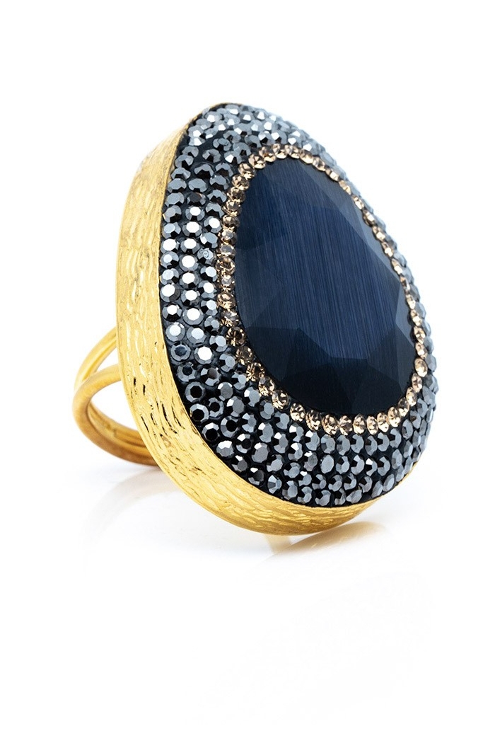 Anillo Tiffany Colores Azul Noche Tallas Adaptable