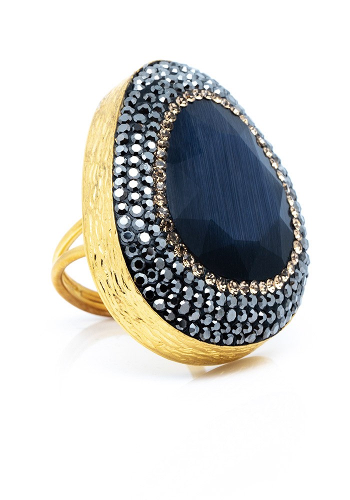 Anillo Tiffany Colores Azul Noche Tallas Adaptable