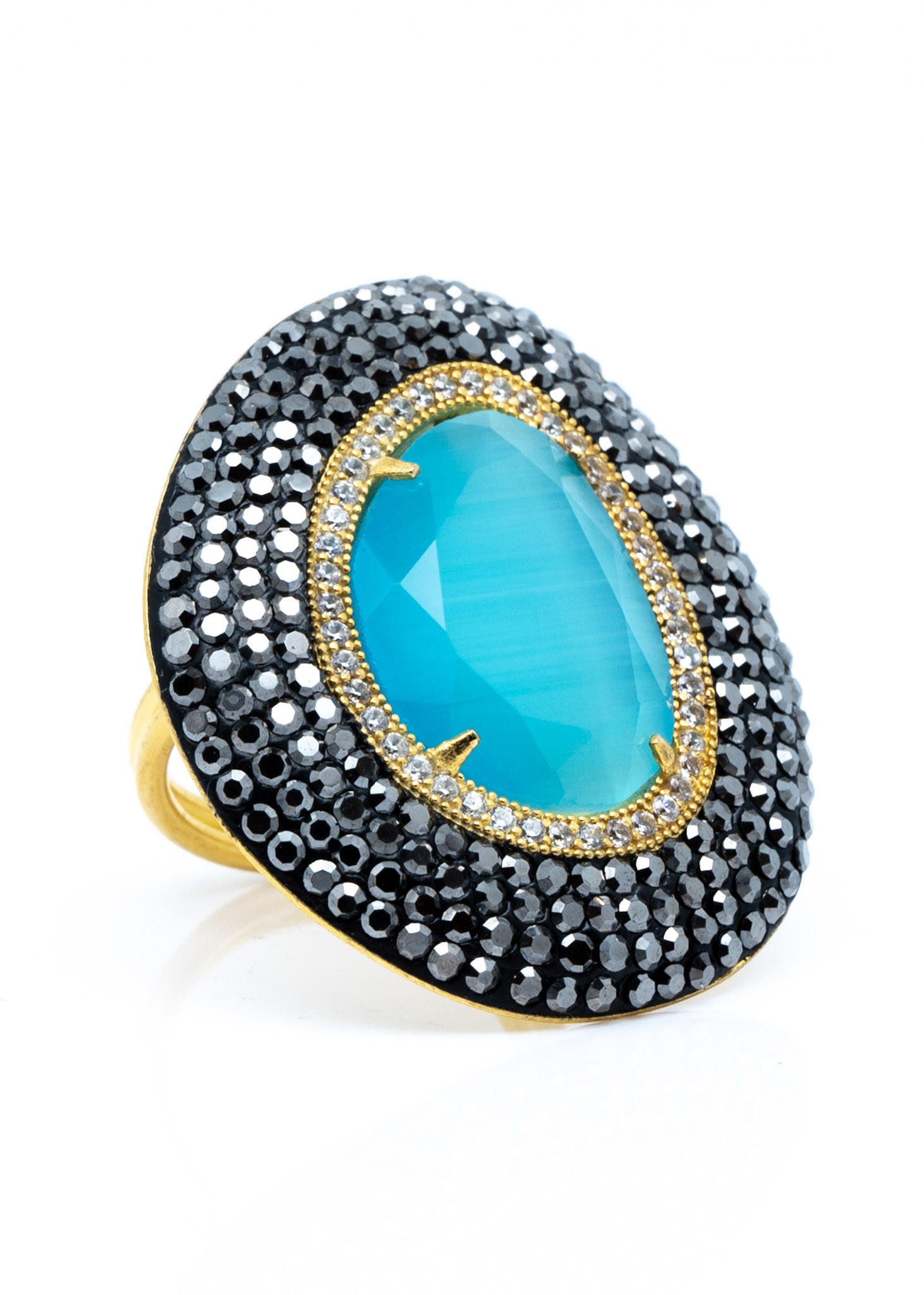 Anillo Melany Tallas Adaptable Colores Aguamarina