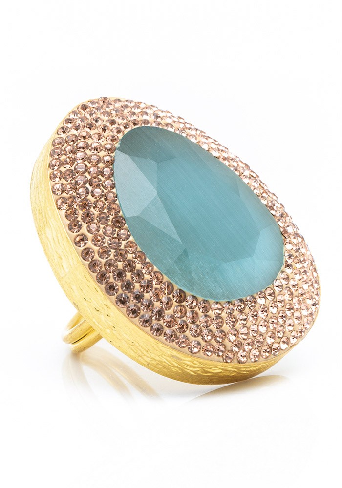 Anillo Diane Tallas Adaptable Colores Aguamarina