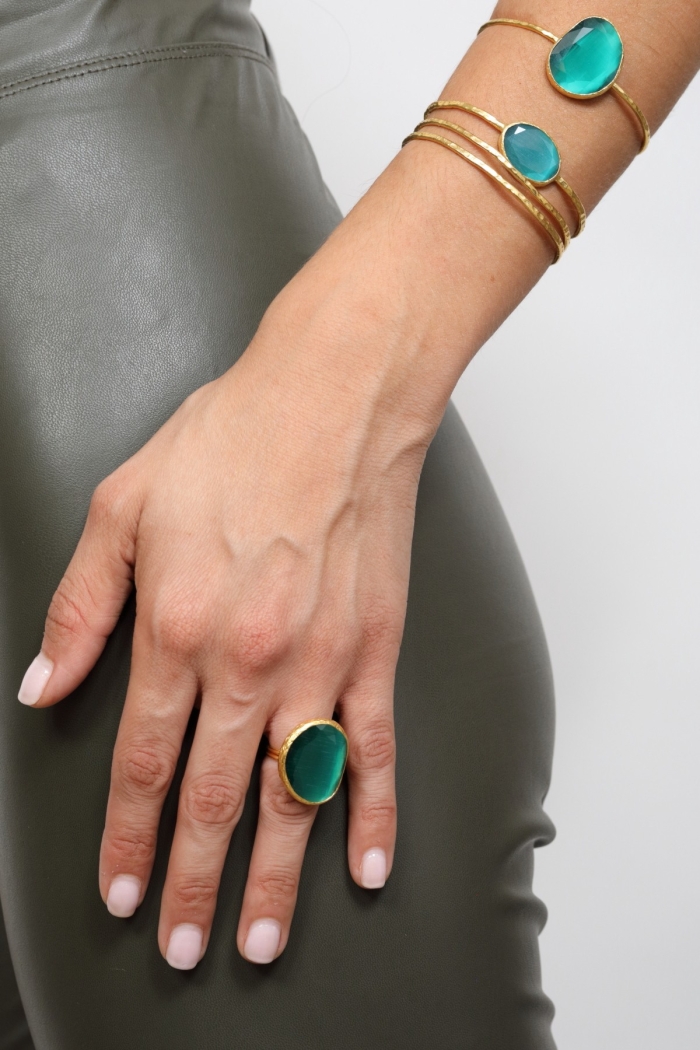 Anillo Cecily Colores Verde Tallas Adaptable