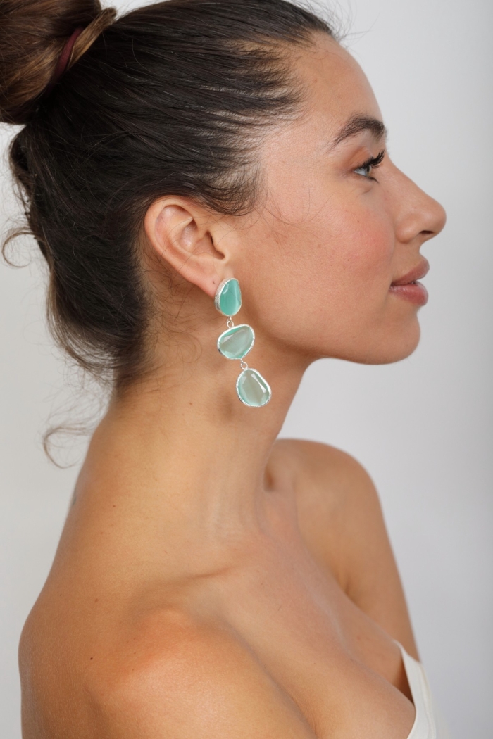 Pendiente Silver Tallas Talla única Colores Aguamarina