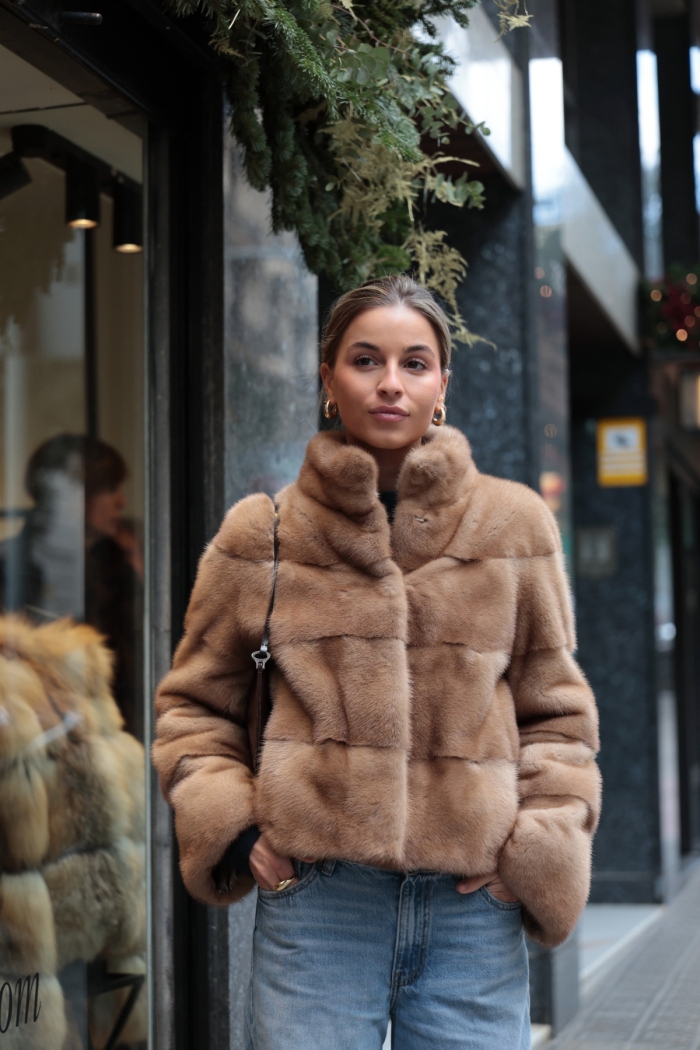 Jaqueta Iliana - 46, Marrón Claro, 55 CM