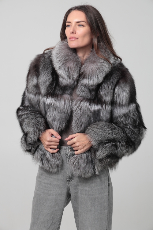 Chaqueta Tess de piel de zorro argenté