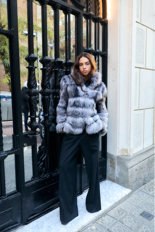 Chaqueta  Milan de piel de zorro argenté