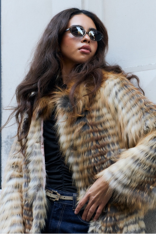 Chaqueta ligera Mimi de tiras piel de zorro golden