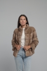 Chaqueta de piel de visón calidad Sagafurs Hedy - 34, Marrón Pastel
