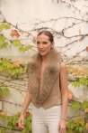 Estola de piel de mapache Ane - Talla única, Beige