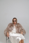 Chaqueta Solange de piel de cabra de Mongolia - 36, Beige Brinata
