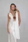Estola Aroa de lana Cashmire y lana Merino y piel de zorro goldenr - Talla única, Off White