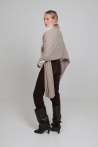Estola Candela de lana Cashmire y lana Merino y piel de zorro Shadow - Talla única, Cappuccino
