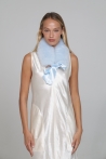 Cuello Lily de piel de zorro calidad Sagafurs - Talla única, Azul claro