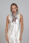 Cuello Angela de piel de zorro Shadow calidad Sagafurs - Talla única, Blanco con gris
