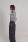 Estola Elba de lana Cashmire y lana Merino y piel de zorro Shadow - Talla única, Gris